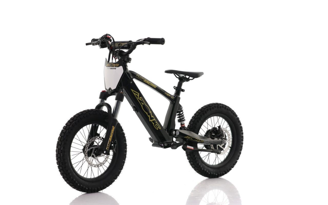 Azonic Flow 16 electric balance bike in black