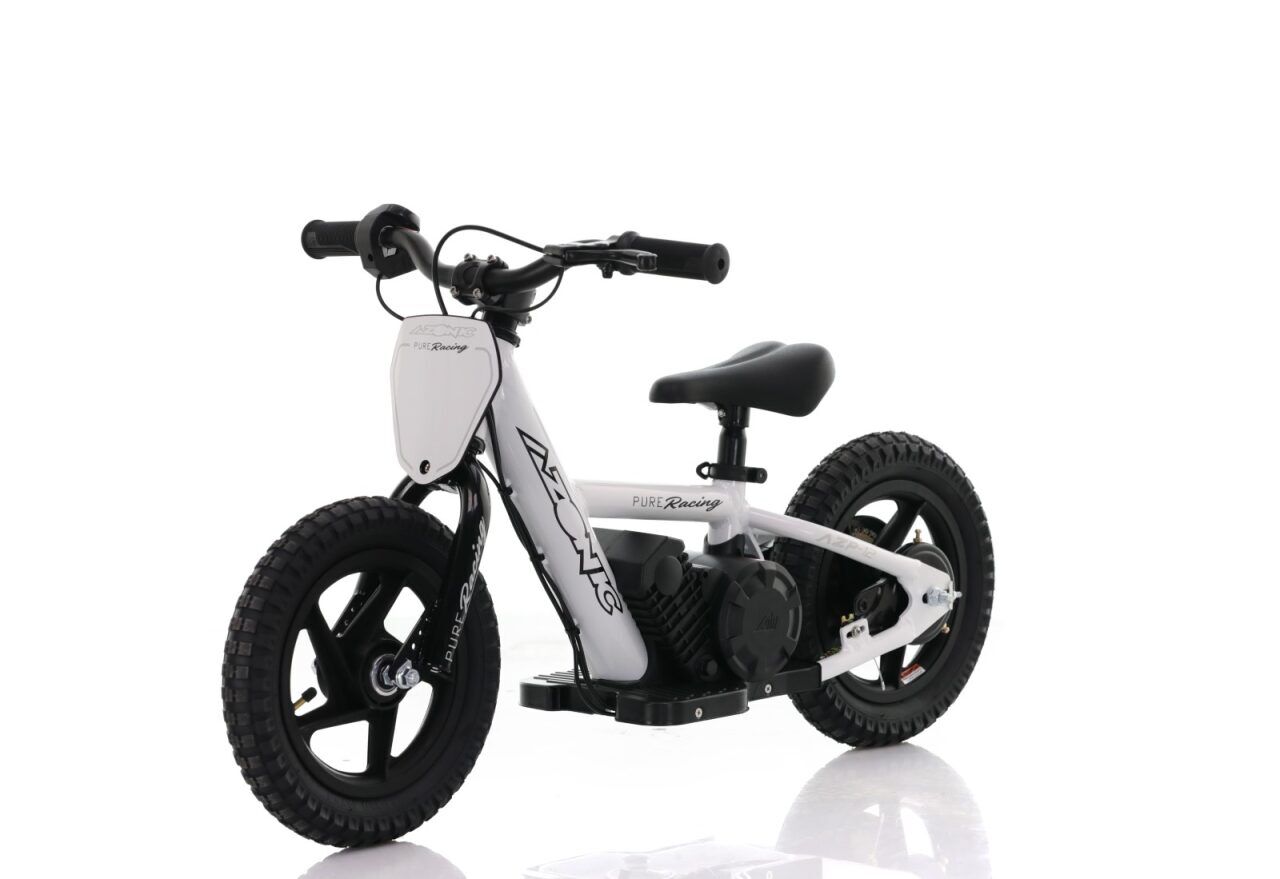 Azonic Pure 12 electric balance bike in white and black