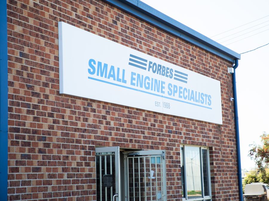 Forbes Small Engine Specialists sign, established 1988