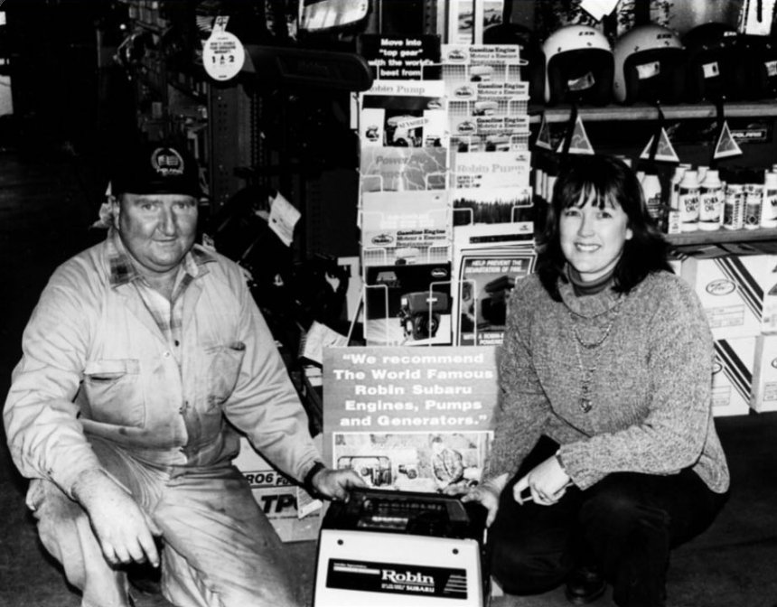 Paul and Maree Westcott at the Forbes Small Engines grand opening in 1988
